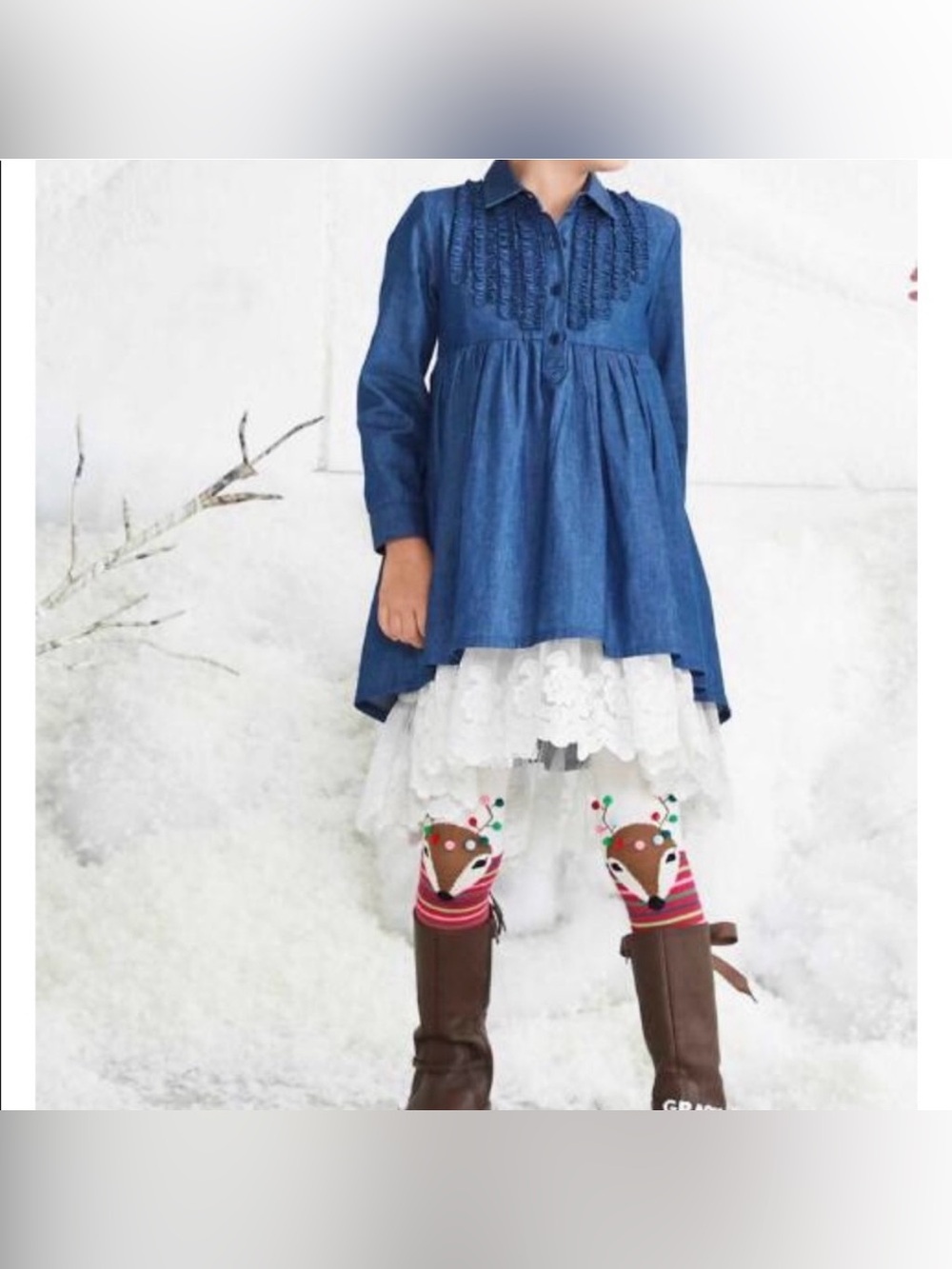 Chasing Fireflies Denim & Lace Dress Size 12